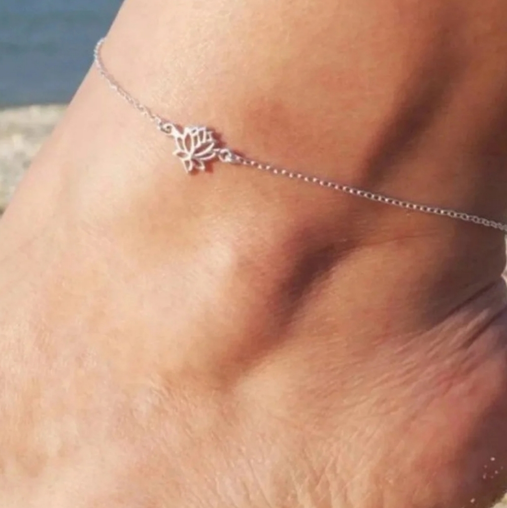 Silver Lotus Anklet